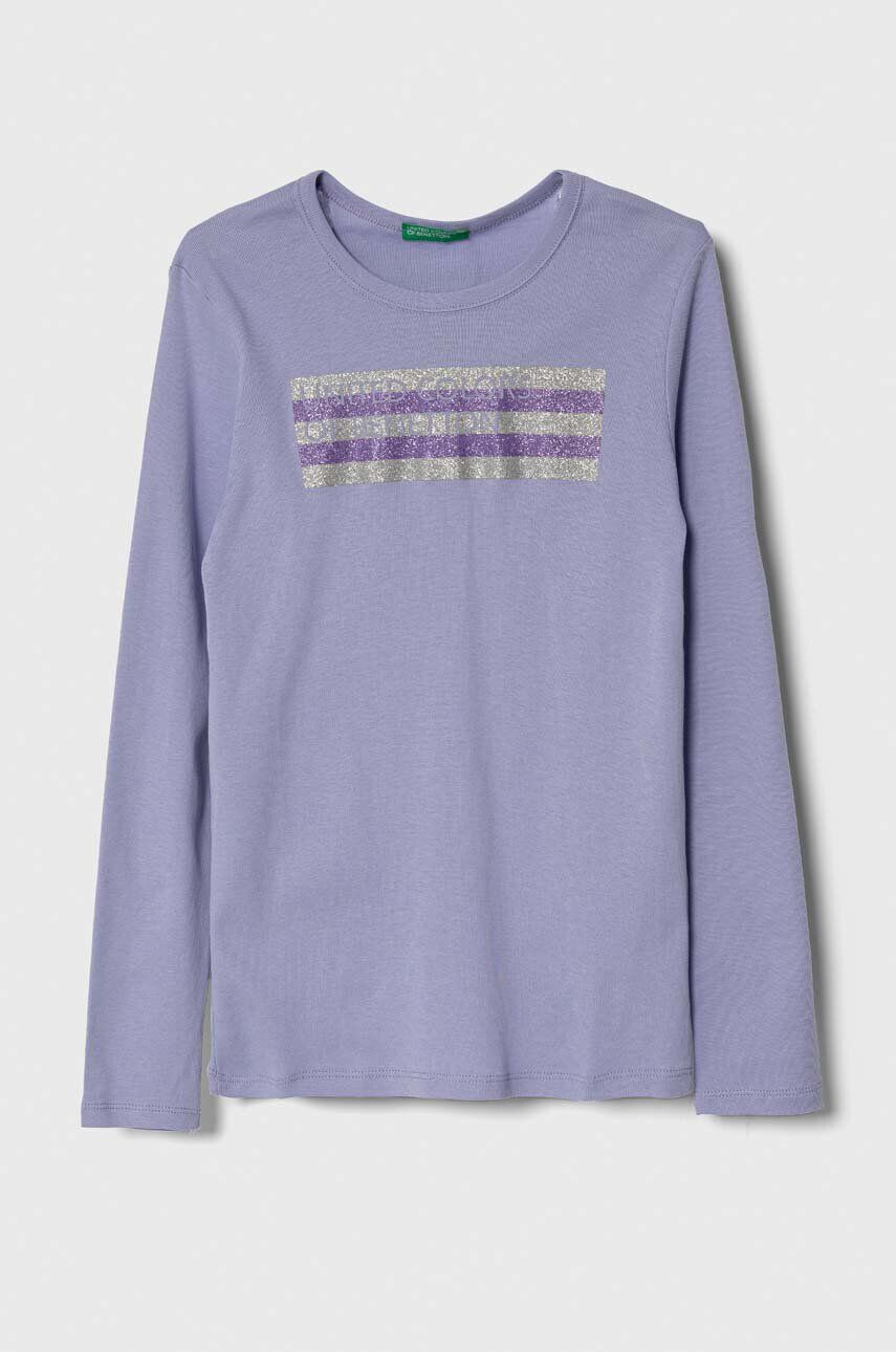 United Colors of Benetton longsleeve copii culoarea violet - Pled.ro