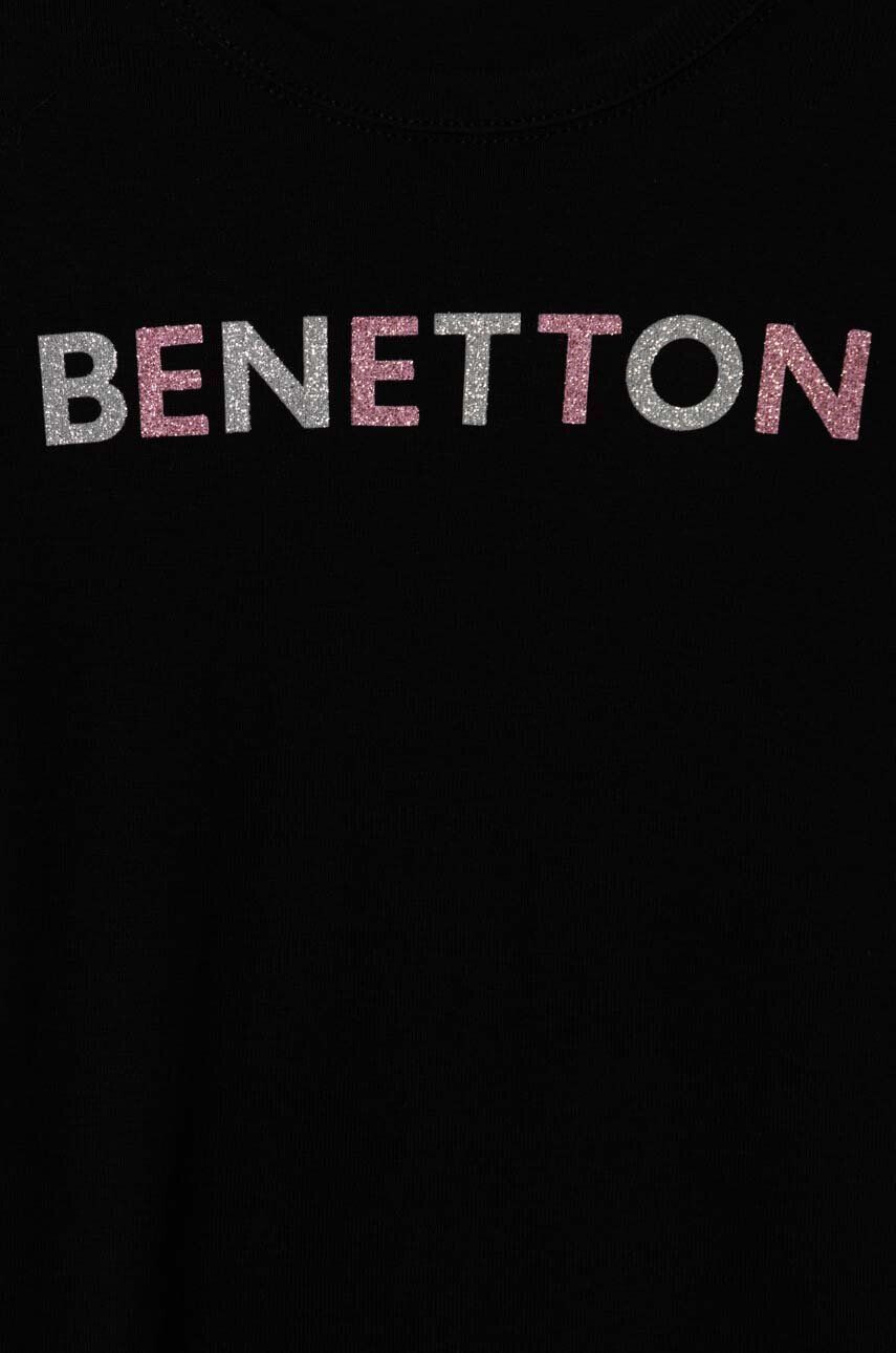 United Colors of Benetton longsleeve copii culoarea negru - Pled.ro