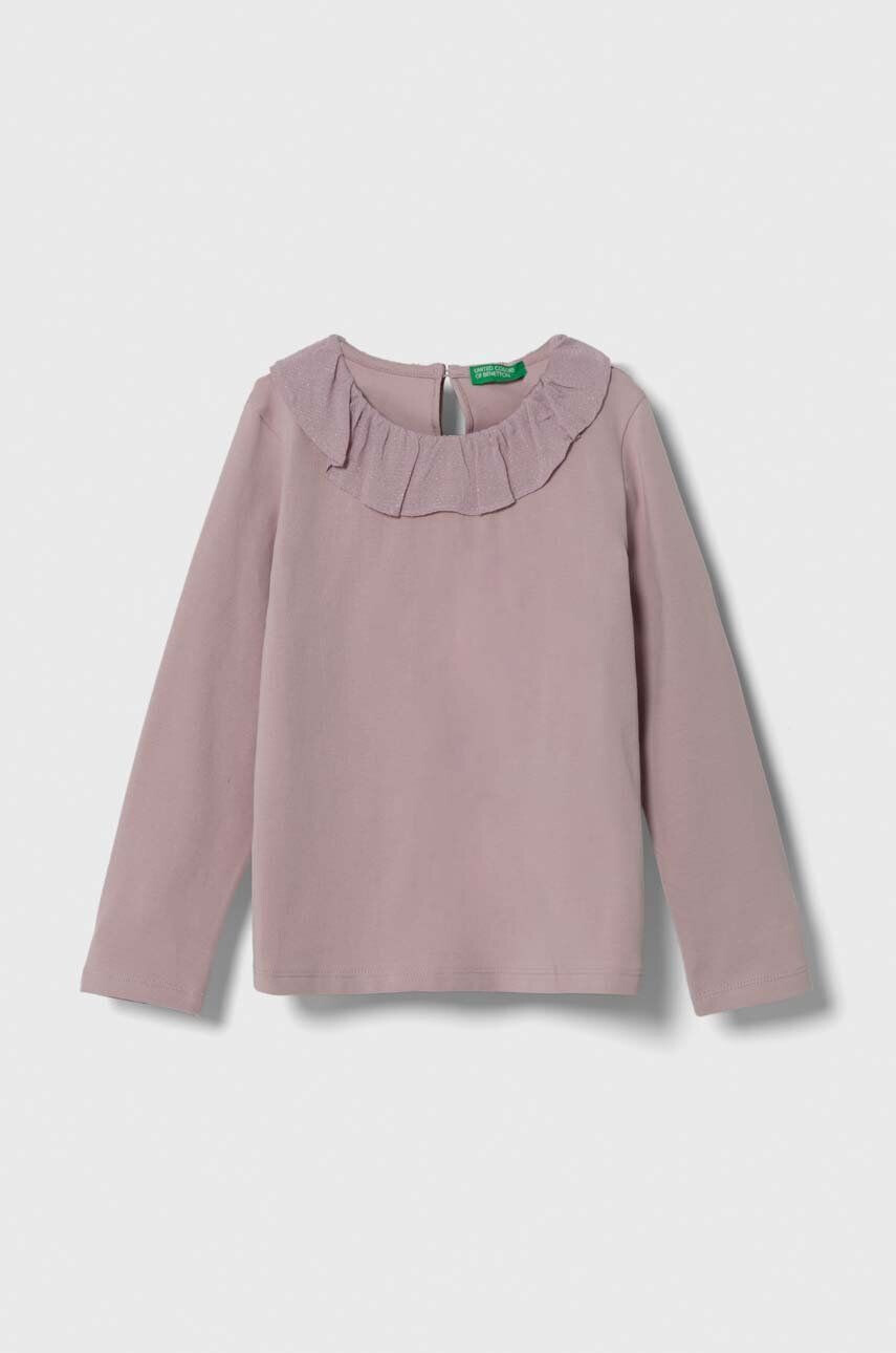 United Colors of Benetton longsleeve copii culoarea violet - Pled.ro