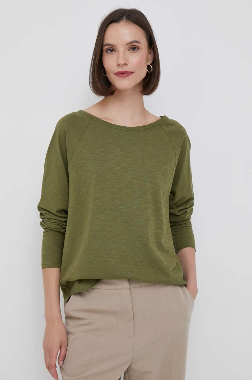 United Colors of Benetton longsleeve din bumbac culoarea verde - Pled.ro