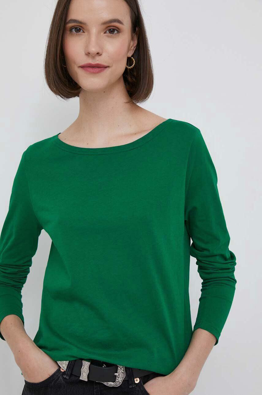 United Colors of Benetton longsleeve din bumbac culoarea verde - Pled.ro