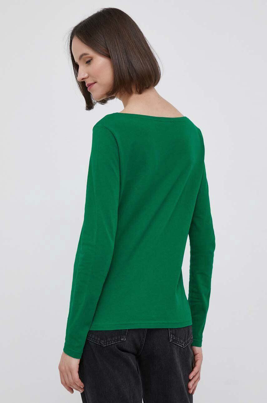 United Colors of Benetton longsleeve din bumbac culoarea verde - Pled.ro