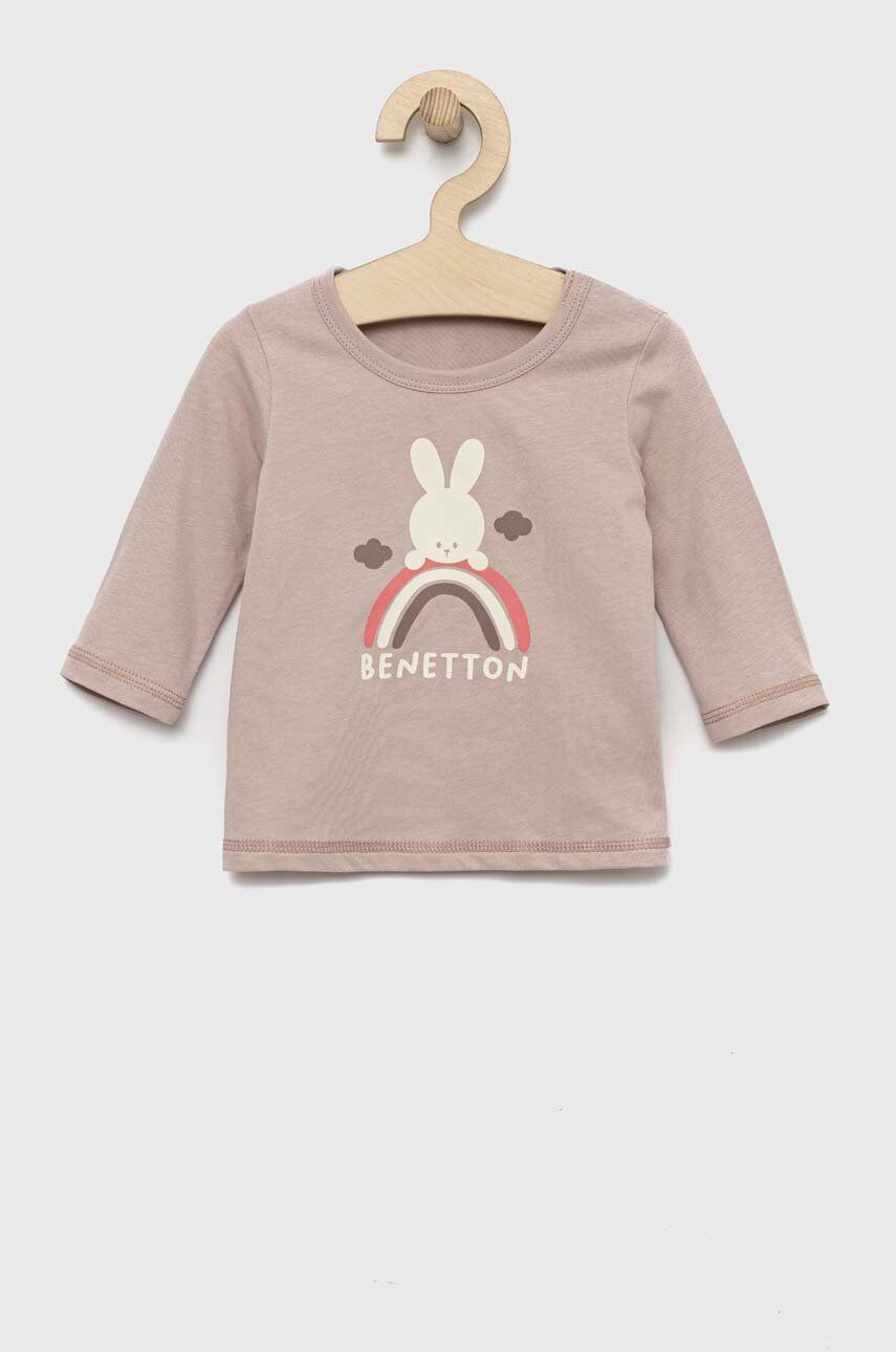 United Colors of Benetton longsleeve din bumbac pentru bebeluși - Pled.ro