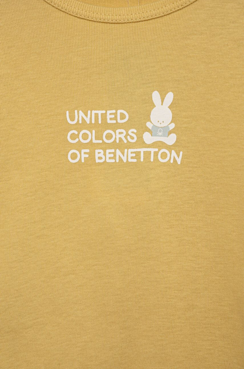 United Colors of Benetton longsleeve din bumbac pentru copii culoarea galben - Pled.ro