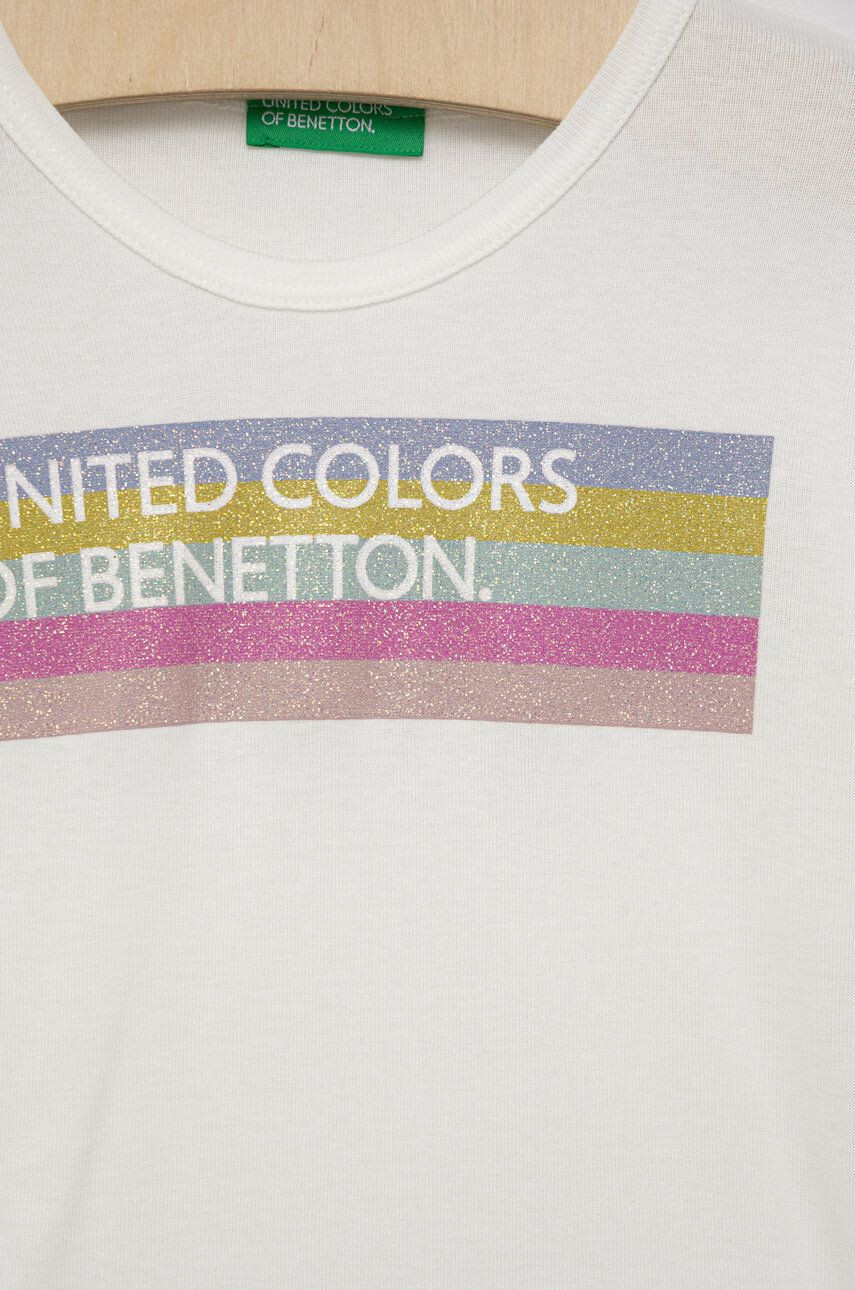 United Colors of Benetton longsleeve din bumbac pentru copii culoarea alb - Pled.ro