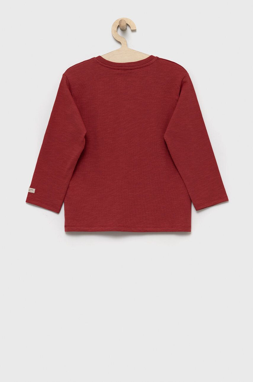 United Colors of Benetton longsleeve din bumbac pentru copii culoarea bordo neted - Pled.ro