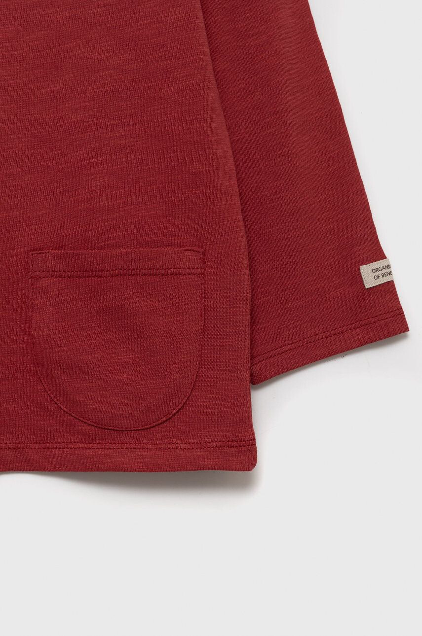 United Colors of Benetton longsleeve din bumbac pentru copii culoarea bordo neted - Pled.ro