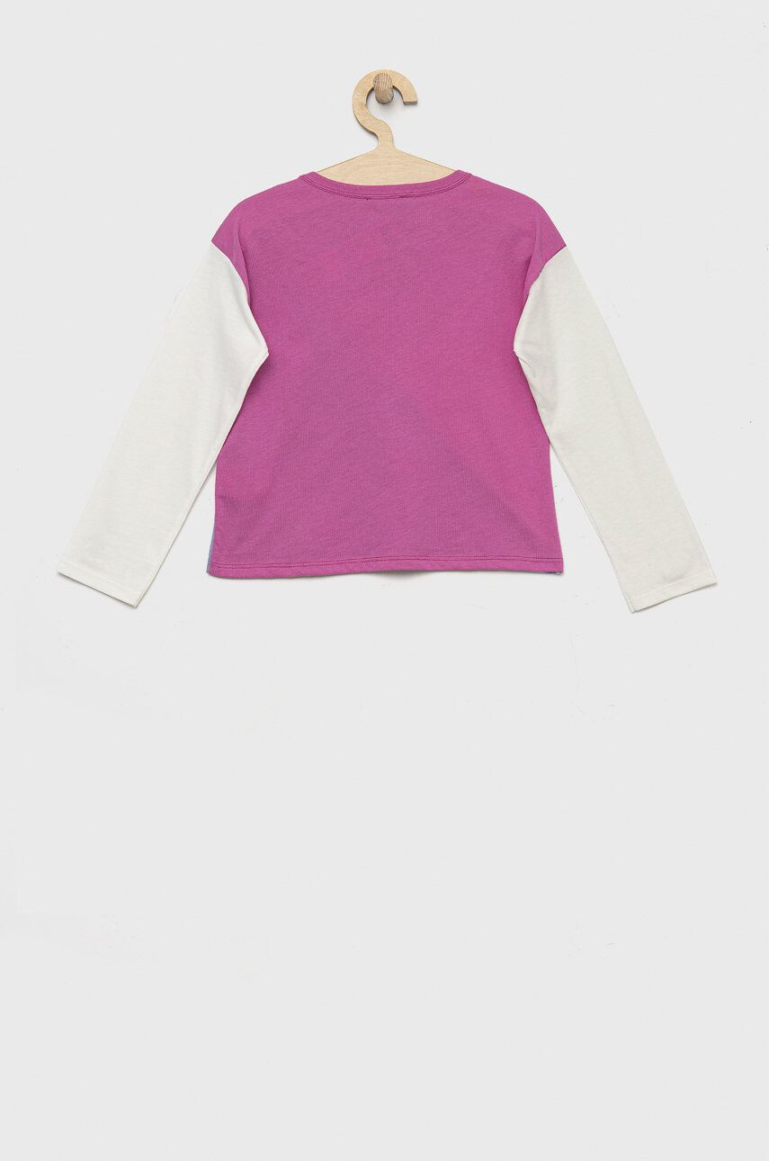 United Colors of Benetton longsleeve din bumbac pentru copii culoarea violet - Pled.ro