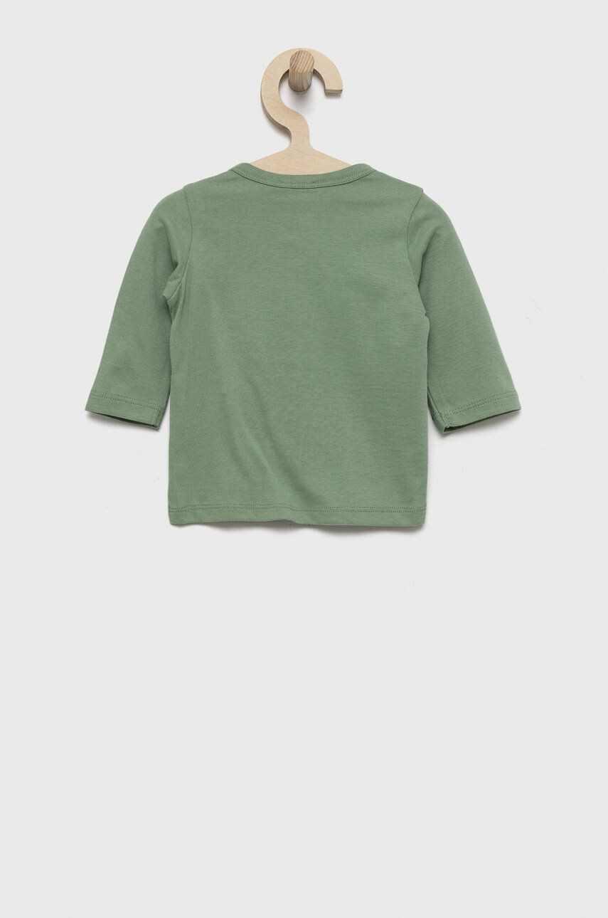 United Colors of Benetton longsleeve din bumbac pentru copii culoarea verde neted - Pled.ro