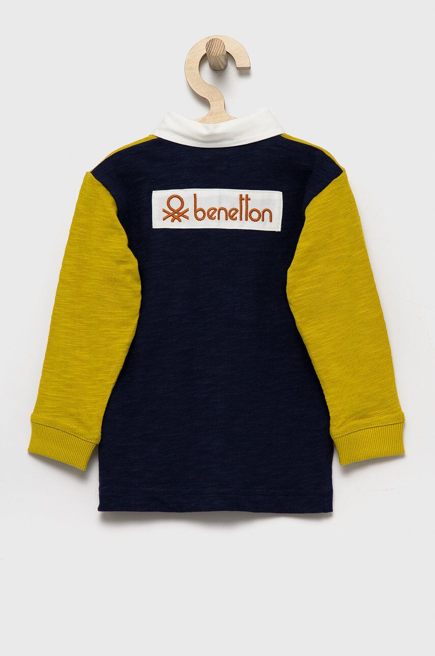 United Colors of Benetton longsleeve din bumbac pentru copii culoarea verde modelator - Pled.ro