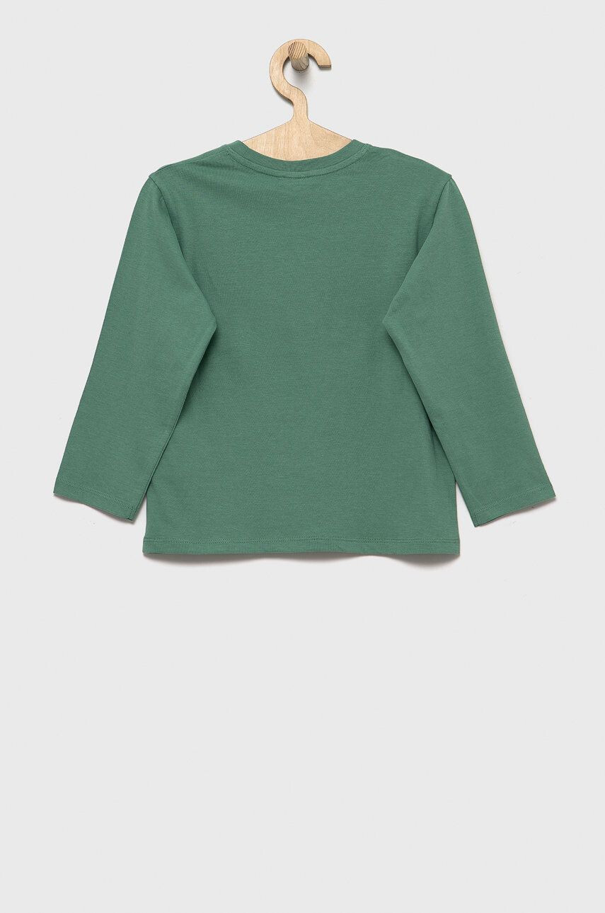 United Colors of Benetton longsleeve din bumbac pentru copii culoarea verde cu imprimeu - Pled.ro