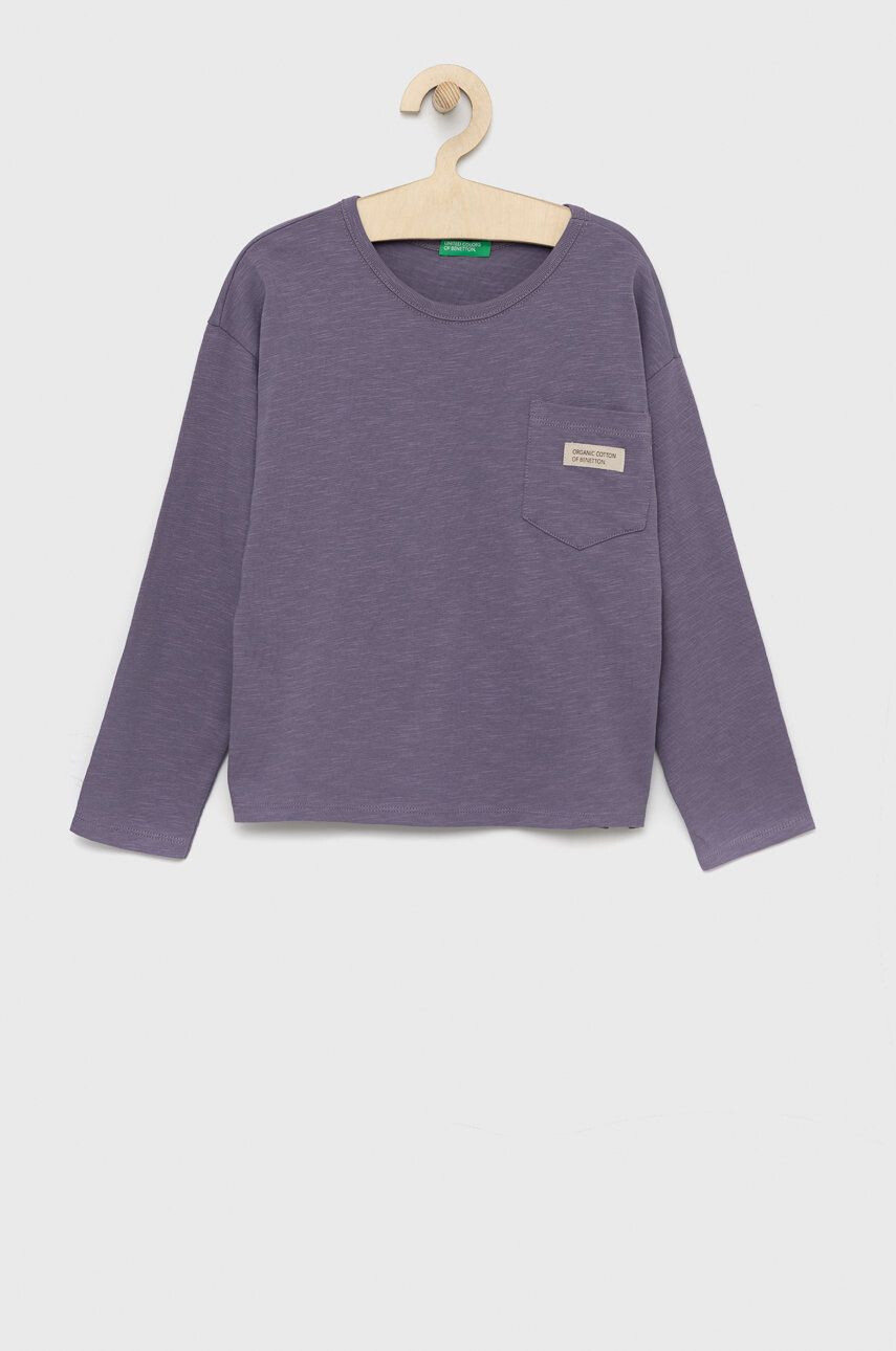 United Colors of Benetton longsleeve din bumbac pentru copii culoarea violet - Pled.ro