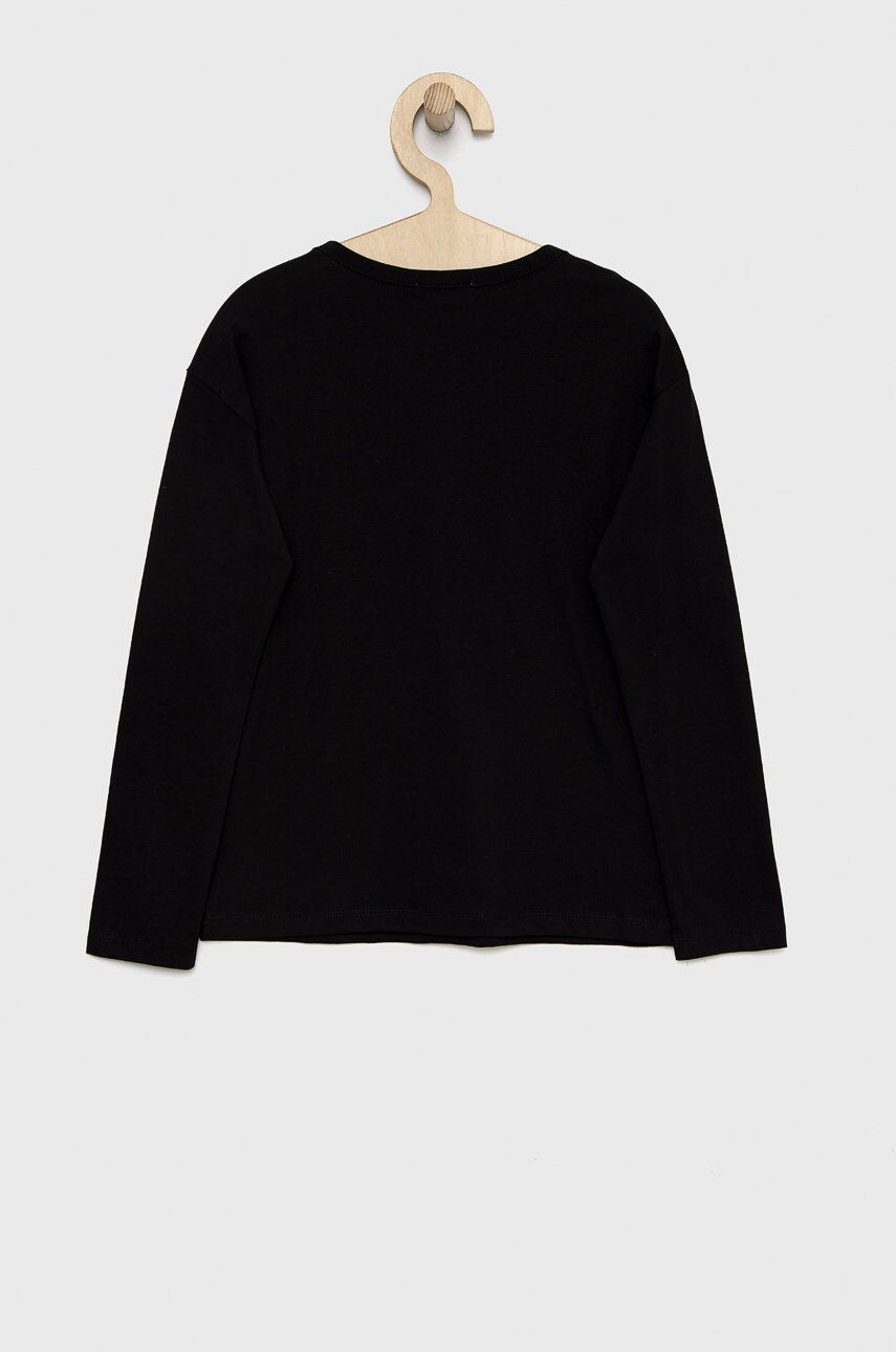 United Colors of Benetton longsleeve din bumbac pentru copii culoarea negru - Pled.ro