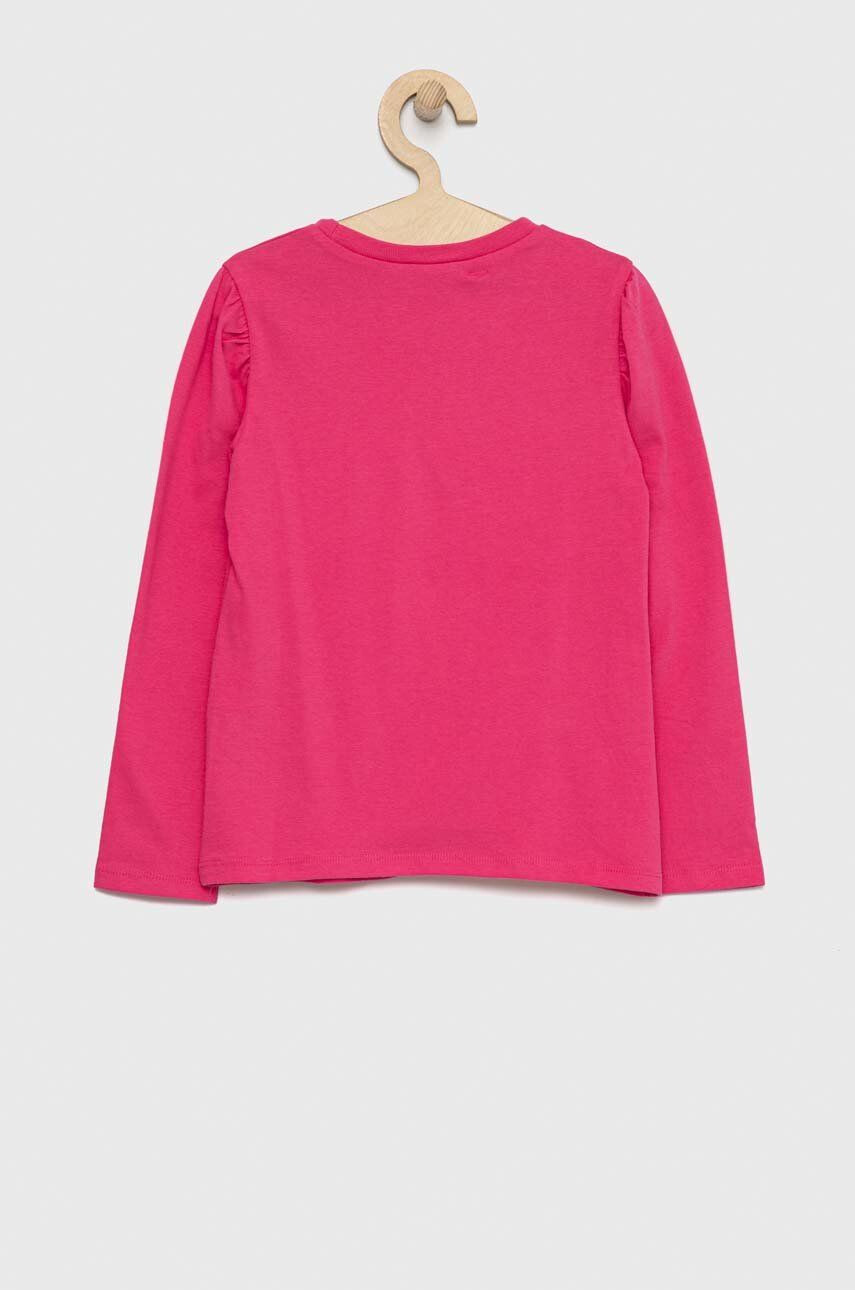 United Colors of Benetton longsleeve din bumbac pentru copii culoarea roz - Pled.ro