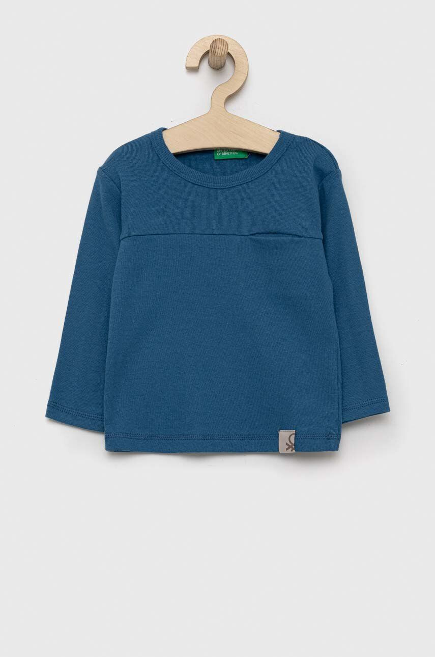 United Colors of Benetton longsleeve din bumbac pentru copii neted - Pled.ro