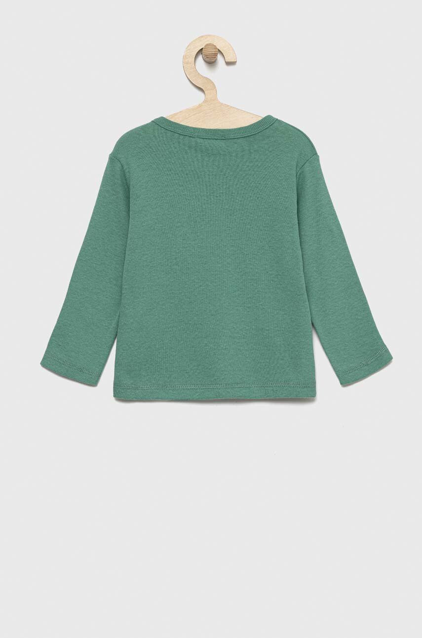 United Colors of Benetton longsleeve din bumbac pentru copii culoarea verde neted - Pled.ro