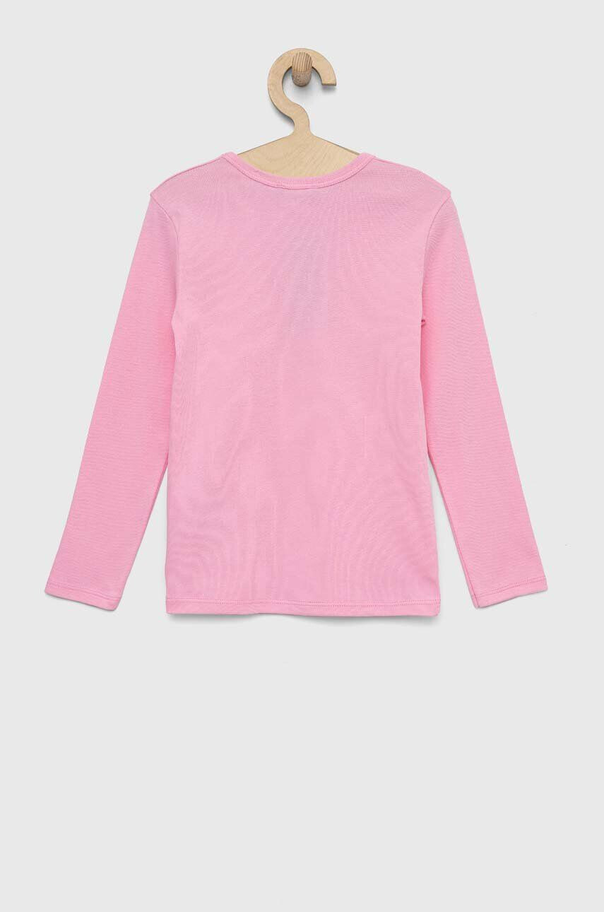 United Colors of Benetton longsleeve din bumbac pentru copii culoarea roz - Pled.ro