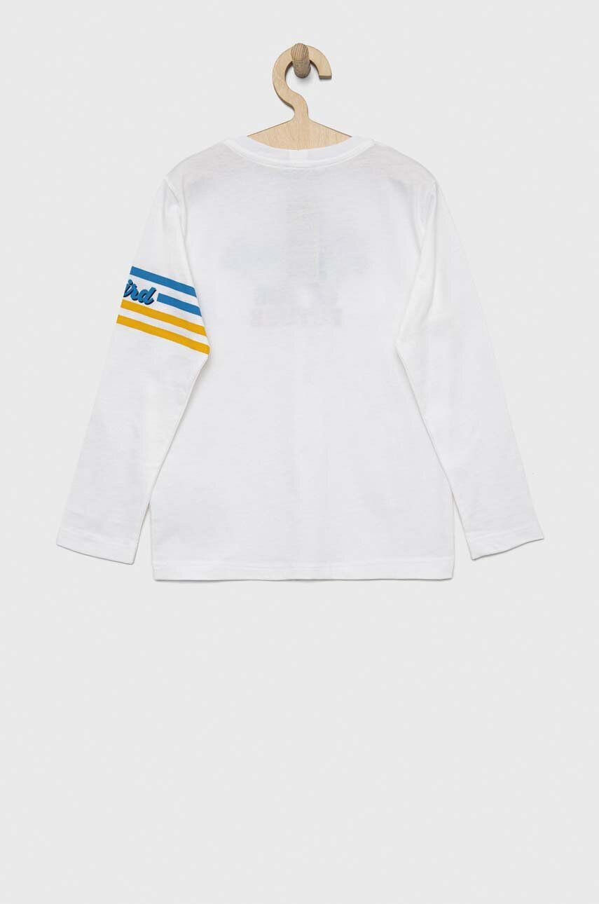 United Colors of Benetton longsleeve din bumbac pentru copii culoarea alb cu imprimeu - Pled.ro