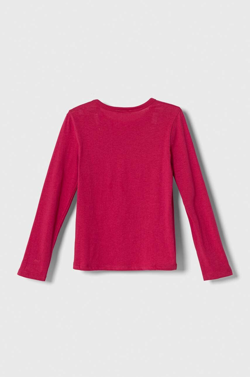 United Colors of Benetton longsleeve din bumbac pentru copii culoarea roz - Pled.ro