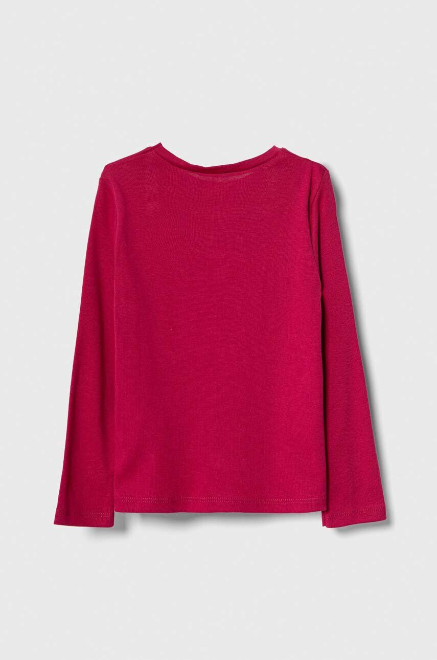 United Colors of Benetton longsleeve din bumbac pentru copii culoarea roz - Pled.ro