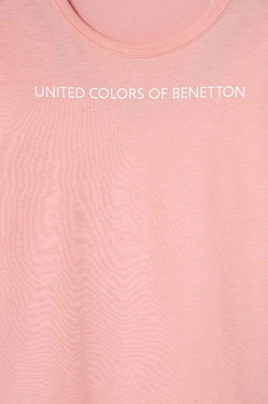 United Colors of Benetton longsleeve din bumbac pentru copii culoarea roz - Pled.ro