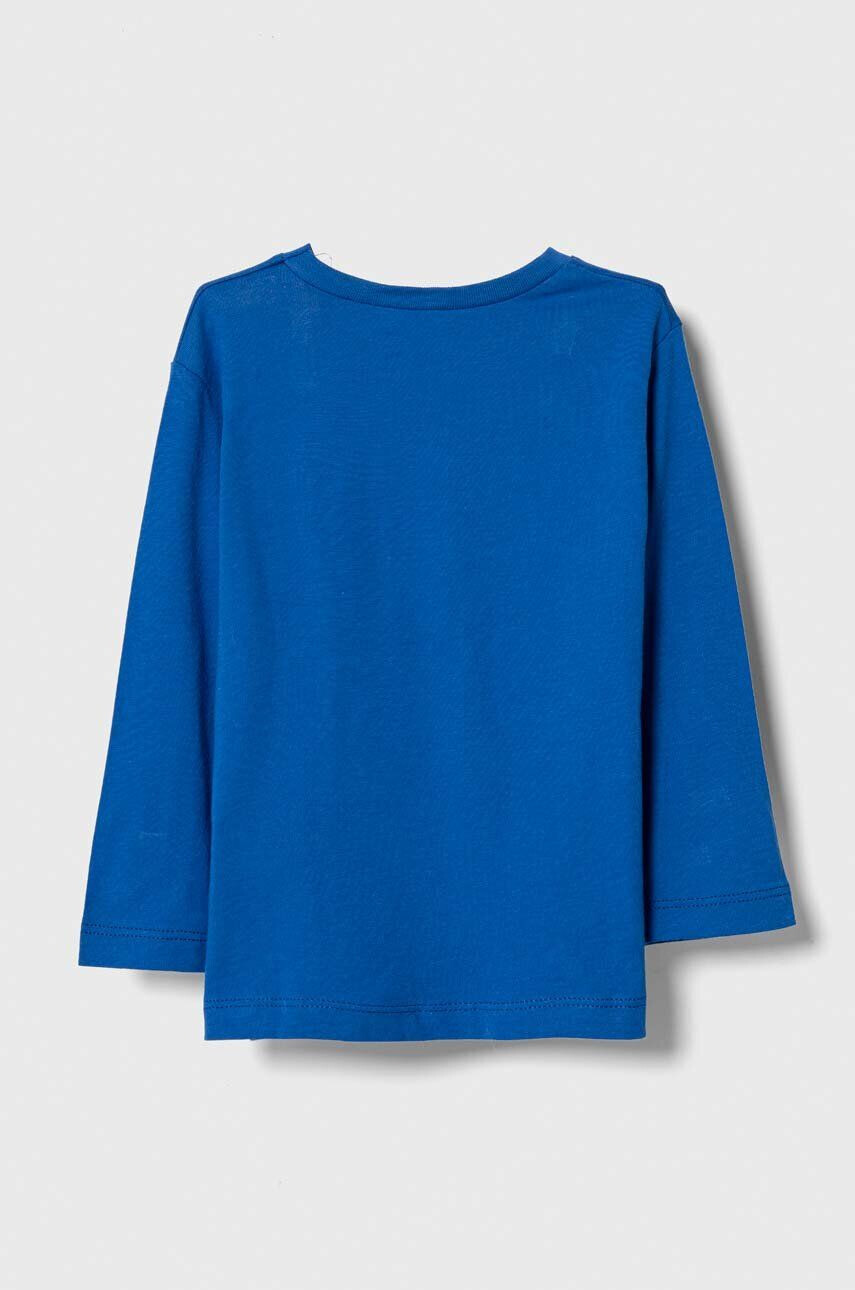 United Colors of Benetton longsleeve din bumbac pentru copii culoarea albastru marin neted - Pled.ro