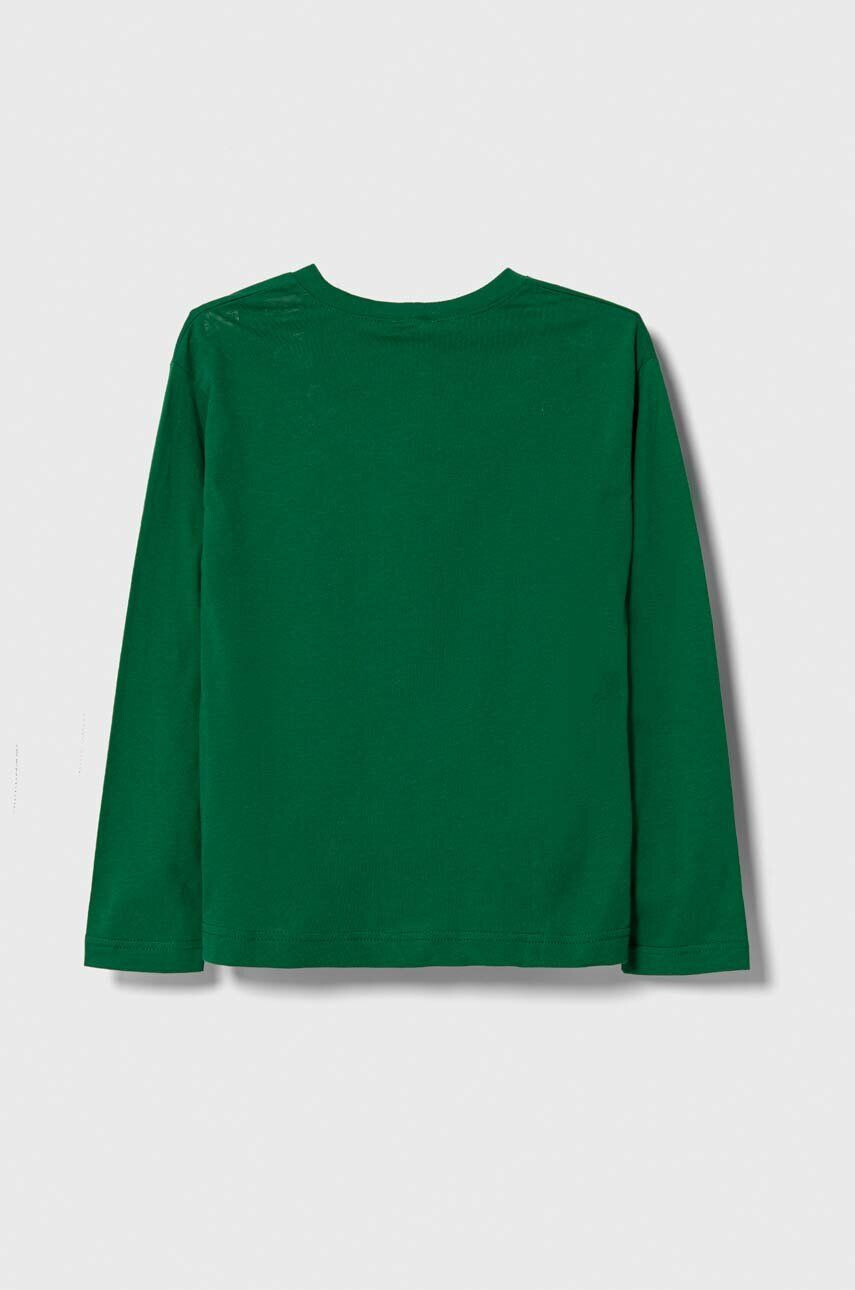 United Colors of Benetton longsleeve din bumbac pentru copii culoarea albastru marin melanj - Pled.ro