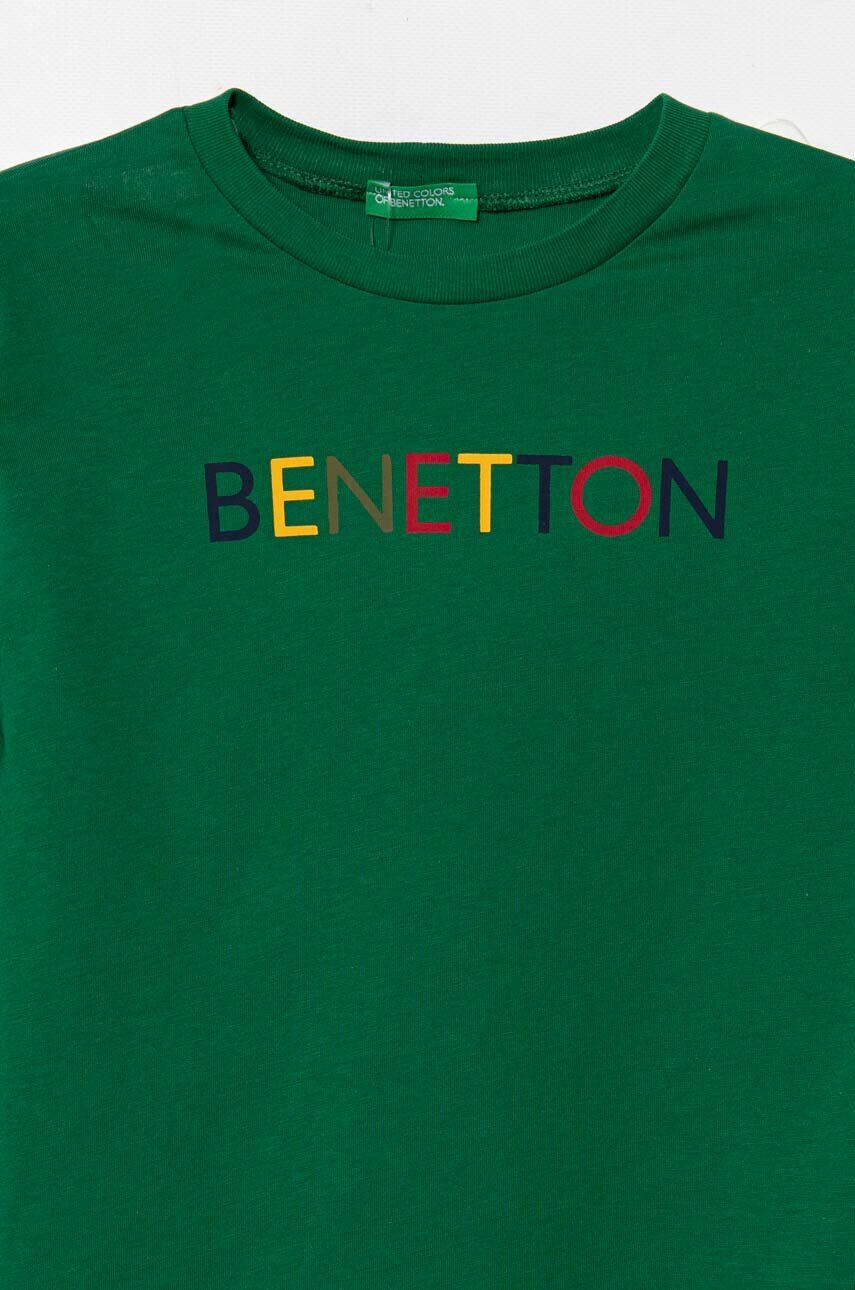 United Colors of Benetton longsleeve din bumbac pentru copii culoarea albastru marin melanj - Pled.ro