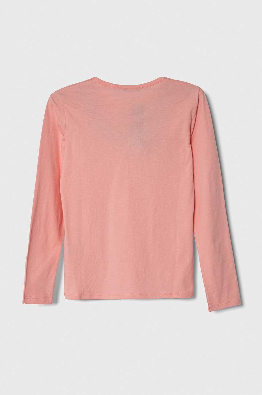 United Colors of Benetton longsleeve din bumbac pentru copii culoarea roz - Pled.ro