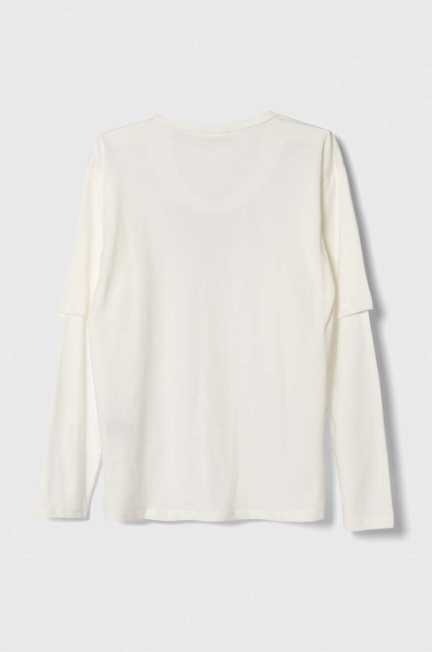 United Colors of Benetton longsleeve din bumbac pentru copii culoarea alb cu imprimeu - Pled.ro