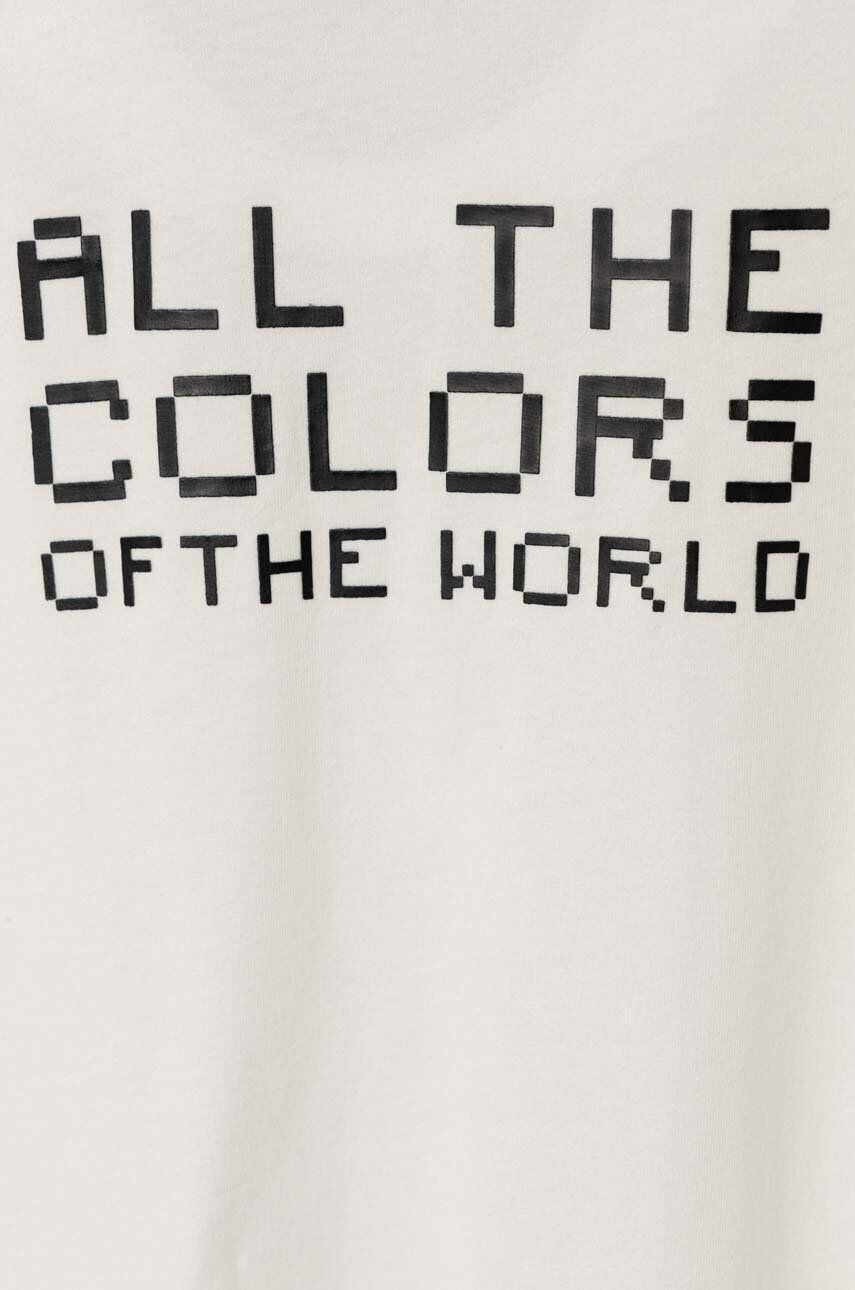 United Colors of Benetton longsleeve din bumbac pentru copii culoarea alb cu imprimeu - Pled.ro