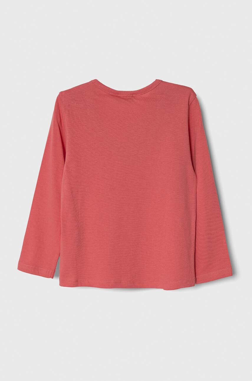 United Colors of Benetton longsleeve din bumbac pentru copii culoarea roz - Pled.ro