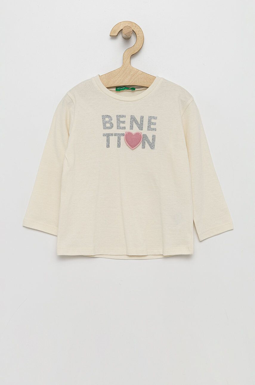 United Colors of Benetton longsleeve din bumbac pentru copii culoarea albastru marin - Pled.ro