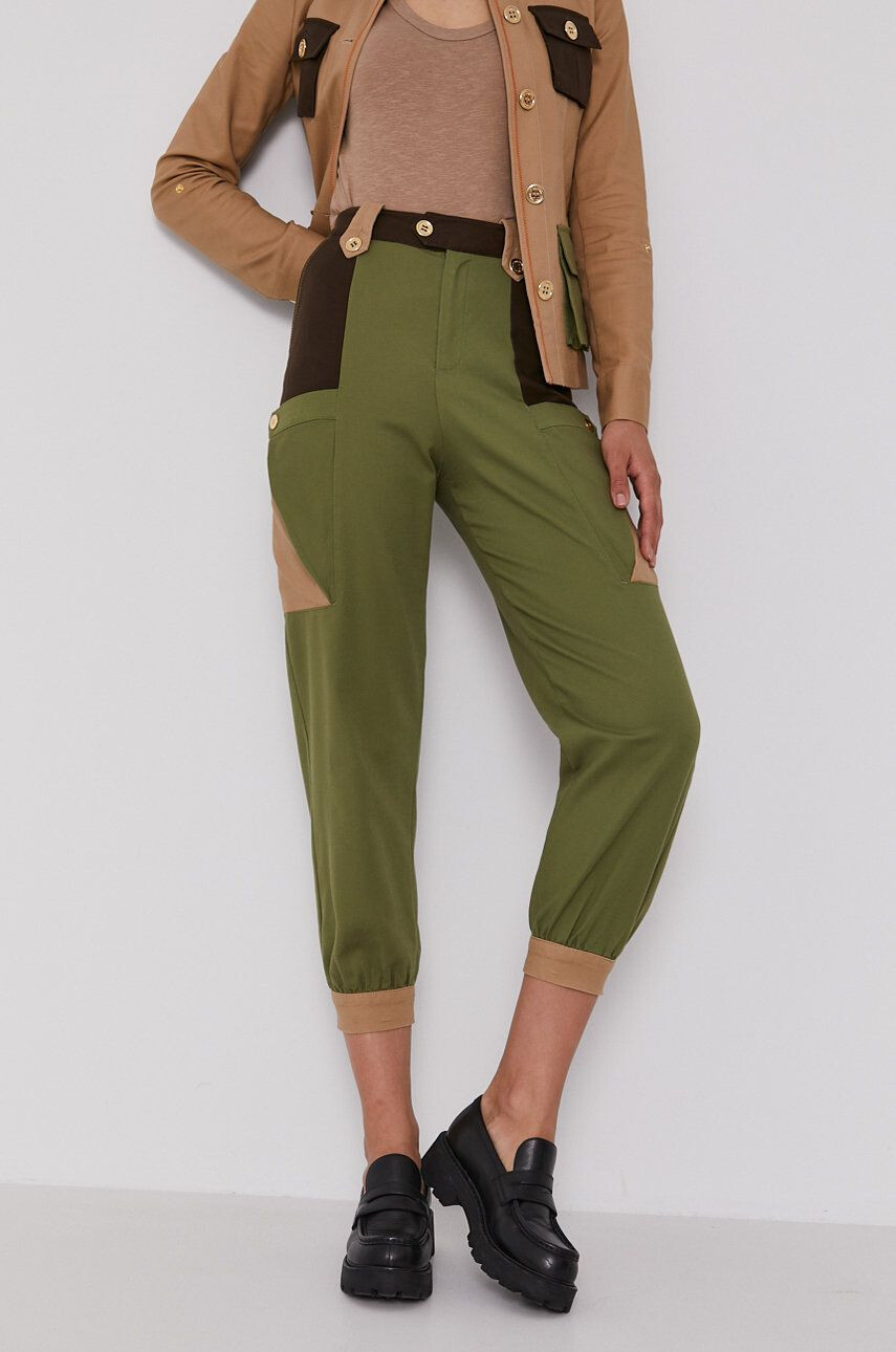 United Colors of Benetton Pantaloni femei culoarea bej lat high waist - Pled.ro