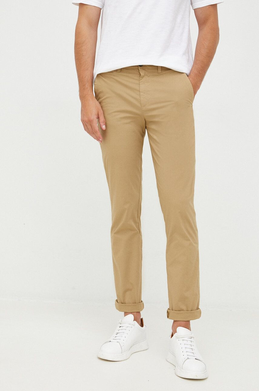 United Colors of Benetton pantaloni barbati culoarea bej cu fason chinos - Pled.ro