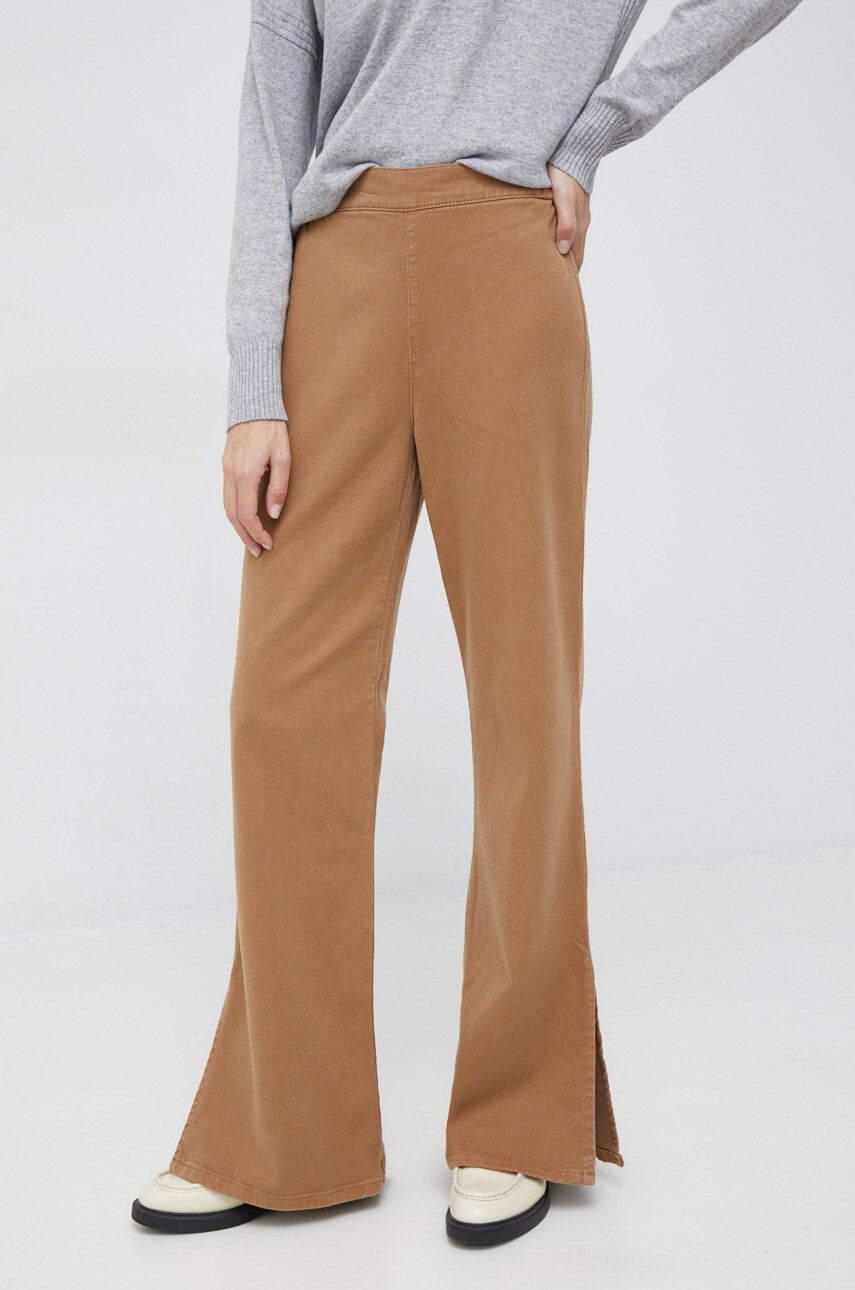 United Colors of Benetton pantaloni femei culoarea bej lat high waist - Pled.ro