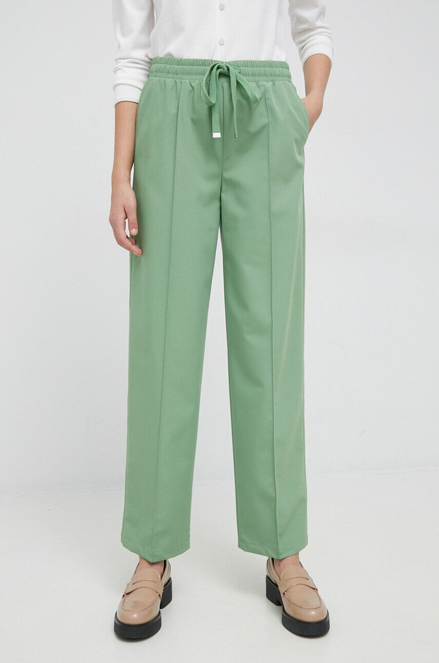 United Colors of Benetton pantaloni femei culoarea verde drept high waist - Pled.ro