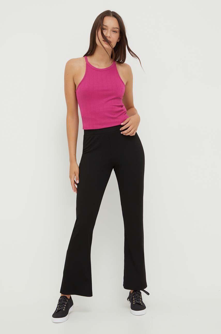 United Colors of Benetton pantaloni femei culoarea negru drept high waist - Pled.ro