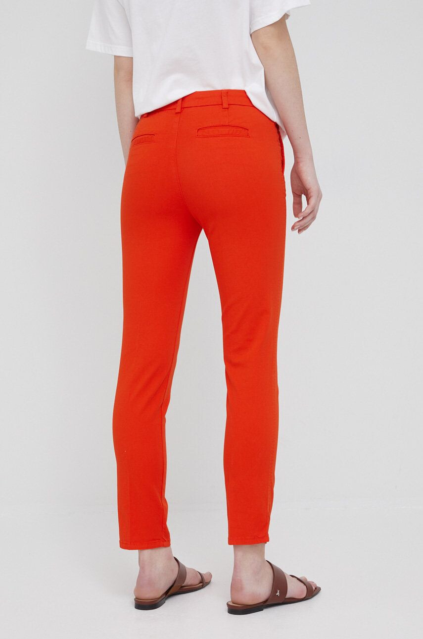 United Colors of Benetton pantaloni femei culoarea portocaliu fason chinos medium waist - Pled.ro