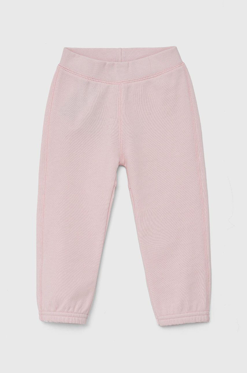 United Colors of Benetton Pantaloni copii culoarea roz material neted - Pled.ro