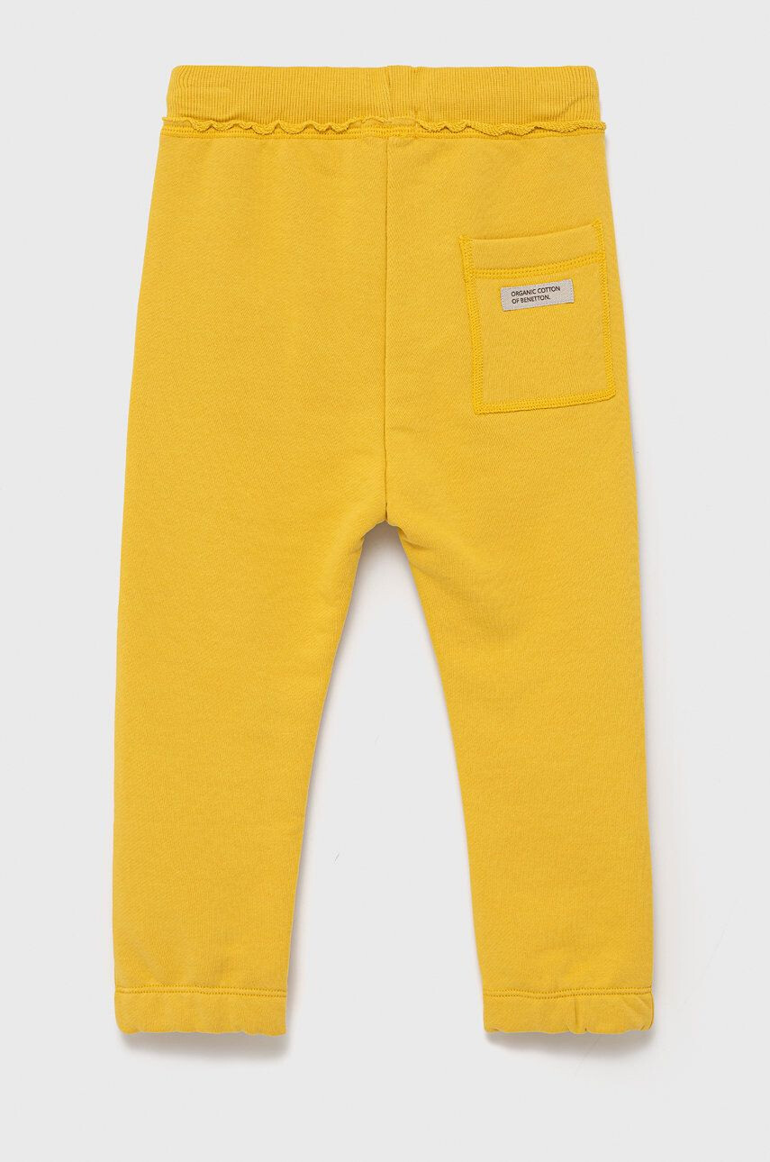 United Colors of Benetton pantaloni de bumbac pentru copii culoarea galben neted - Pled.ro