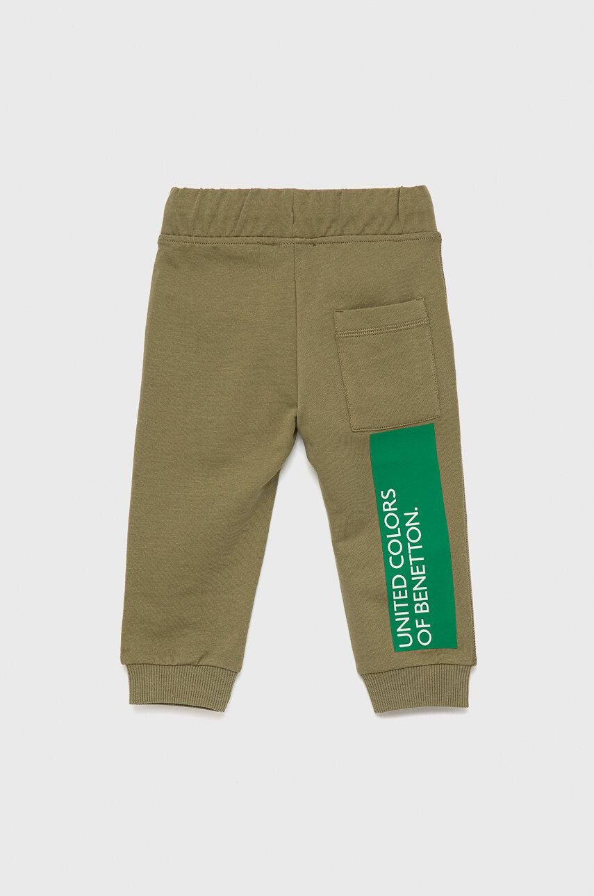 United Colors of Benetton pantaloni de bumbac pentru copii culoarea maro neted - Pled.ro