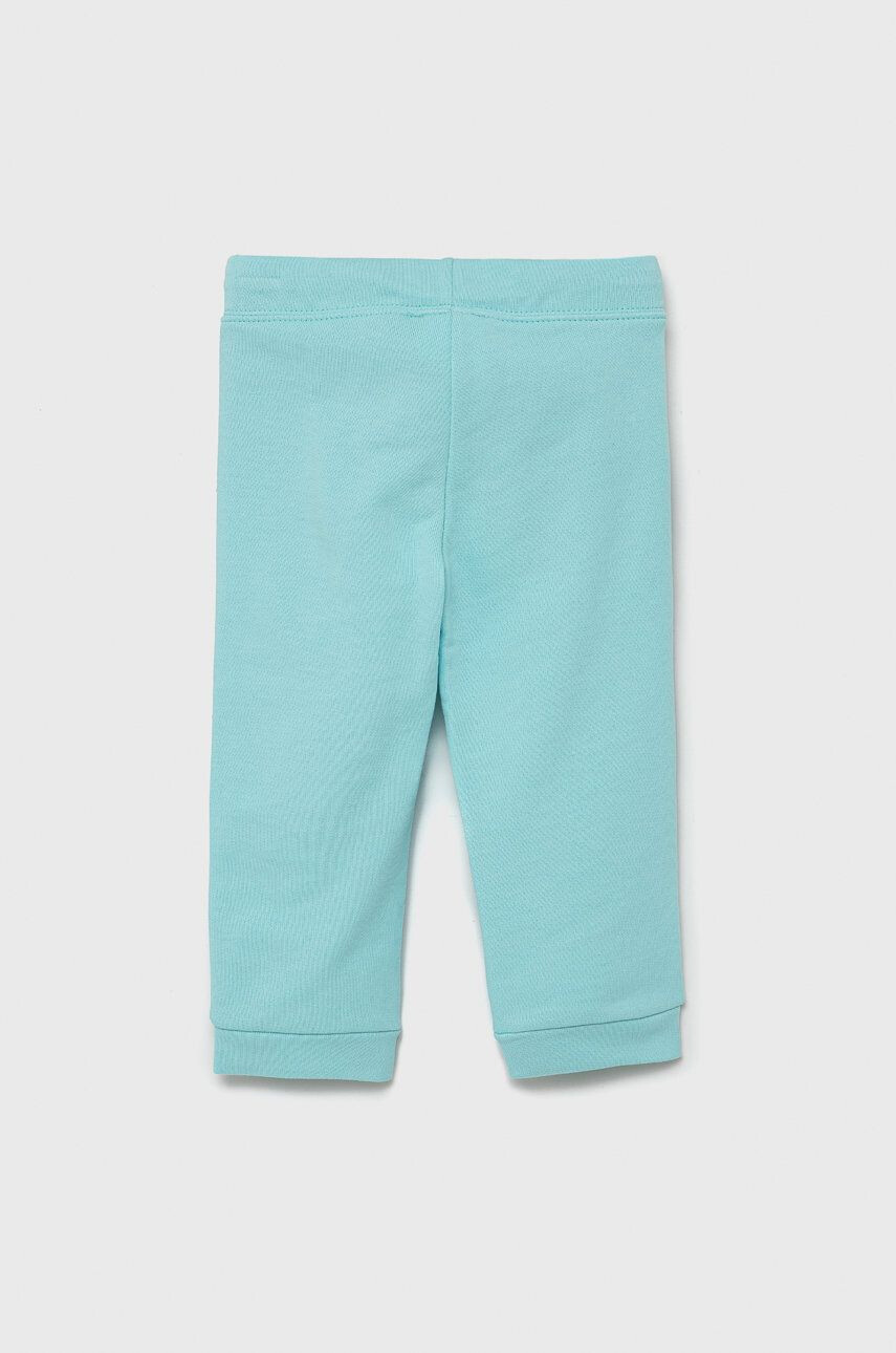 United Colors of Benetton pantaloni de bumbac pentru copii culoarea turcoaz neted - Pled.ro