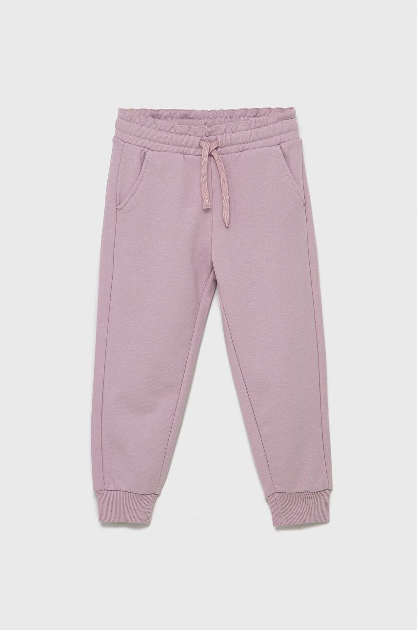 United Colors of Benetton pantaloni de bumbac pentru copii culoarea roz neted - Pled.ro