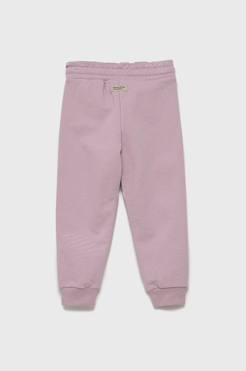 United Colors of Benetton pantaloni de bumbac pentru copii culoarea roz neted - Pled.ro