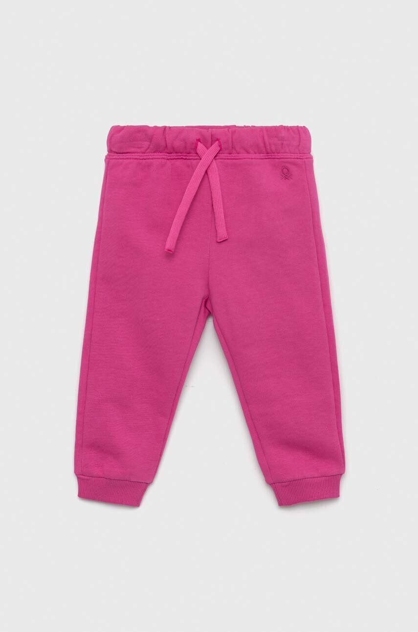 United Colors of Benetton pantaloni de bumbac pentru copii culoarea violet neted - Pled.ro