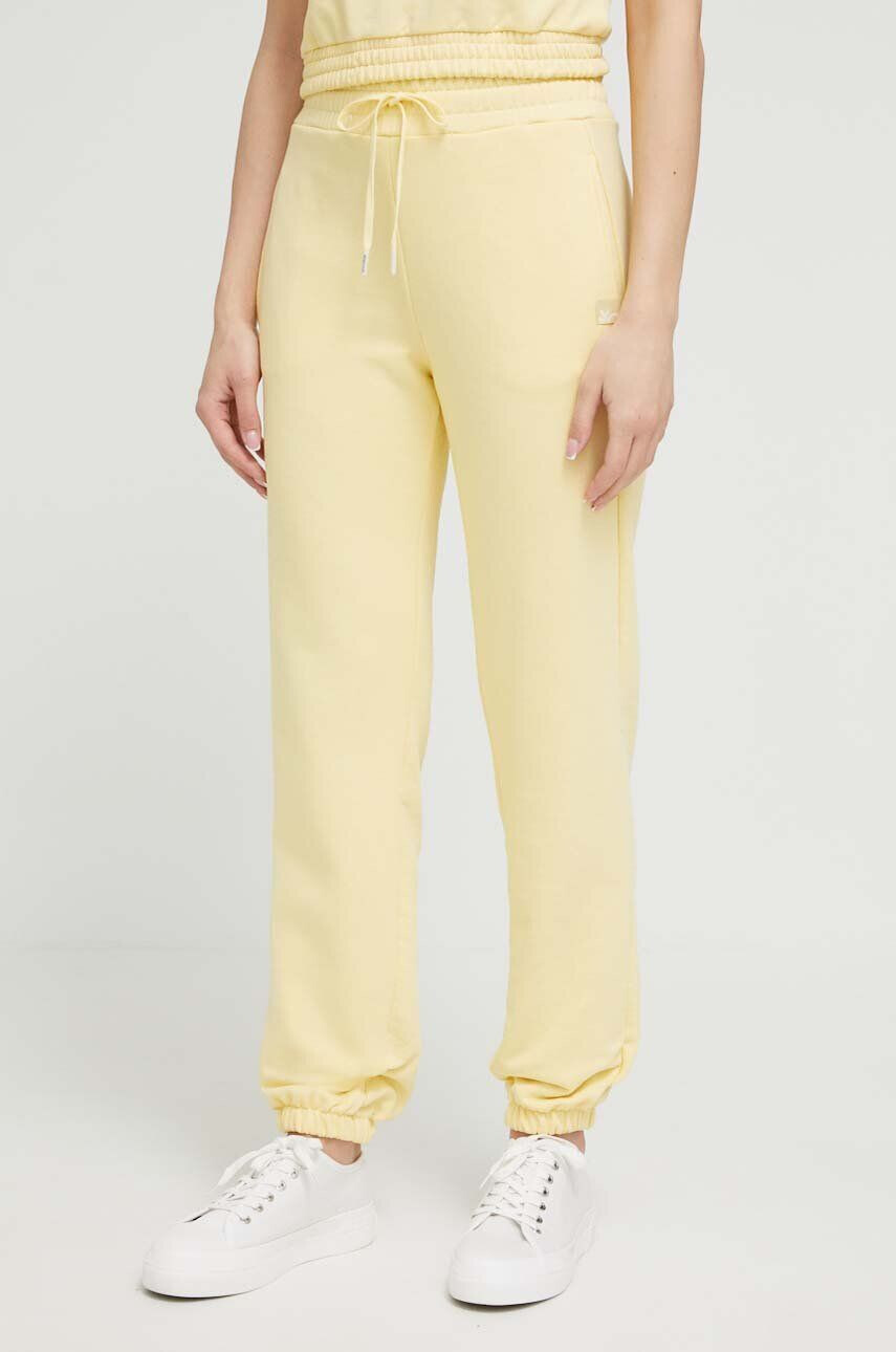 United Colors of Benetton pantaloni de lounge culoarea galben neted - Pled.ro