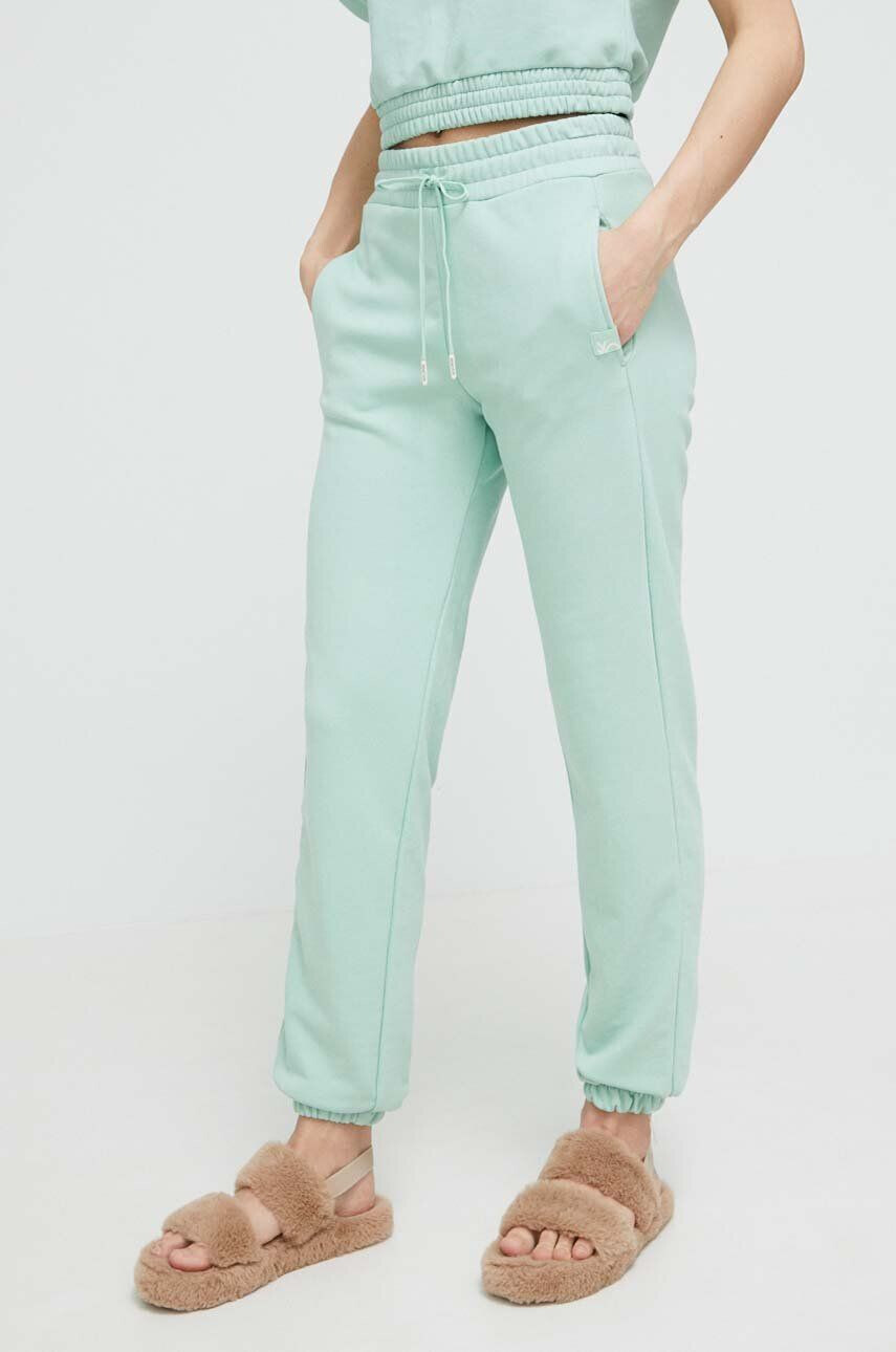 United Colors of Benetton pantaloni de lounge culoarea verde neted - Pled.ro