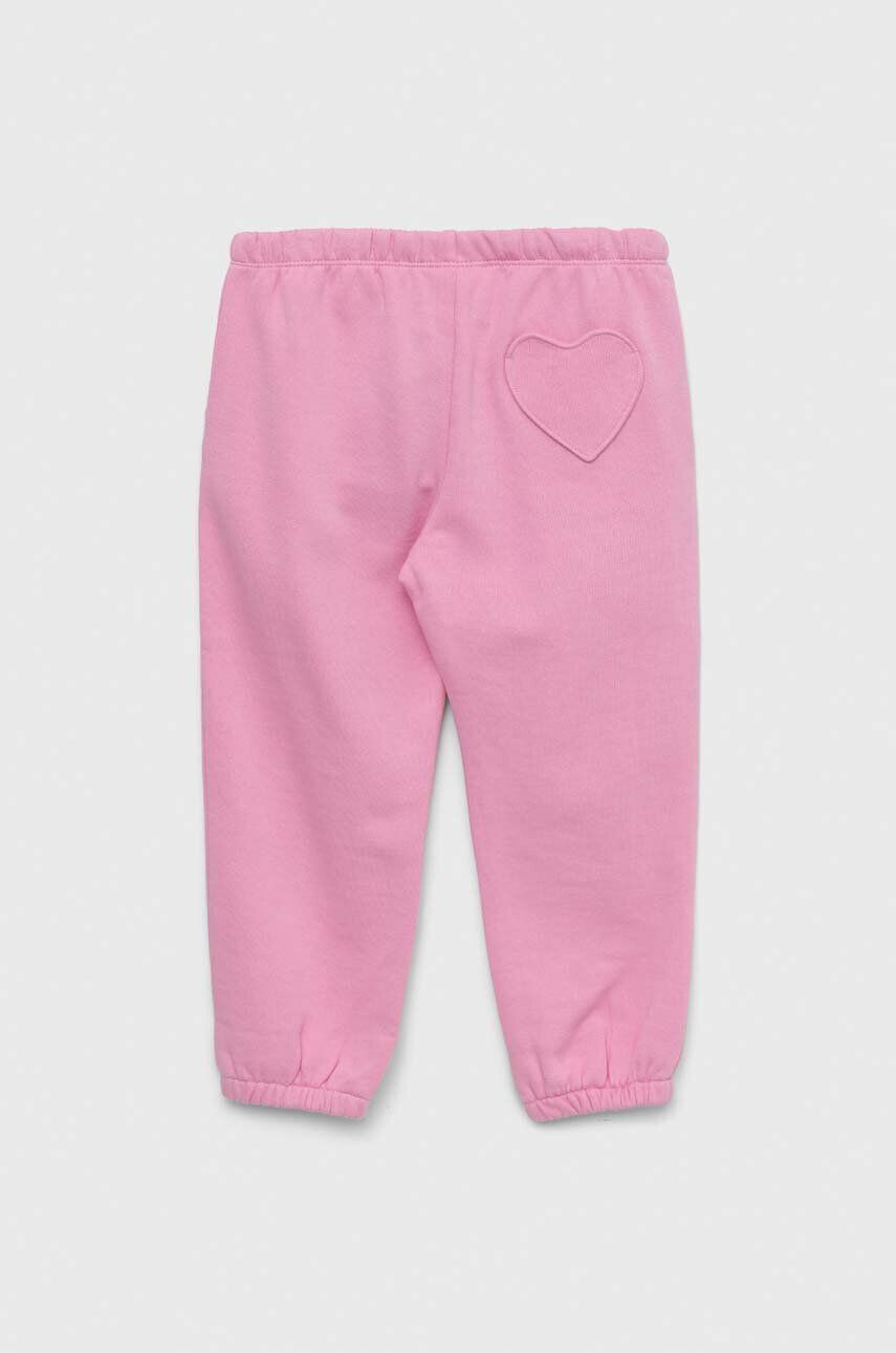 United Colors of Benetton pantaloni de trening din bumbac pentru copii culoarea roz neted - Pled.ro