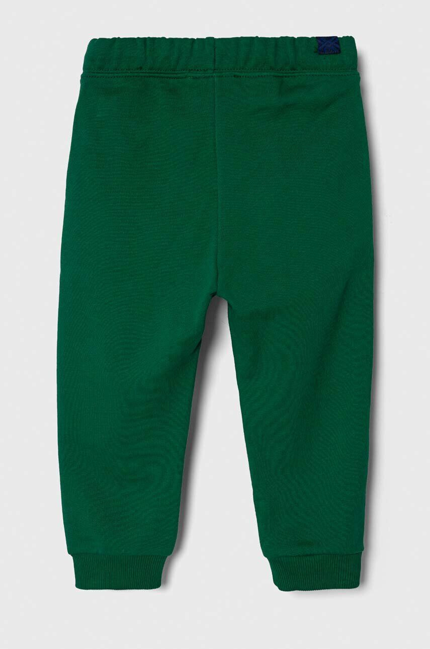 United Colors of Benetton pantaloni de trening din bumbac pentru copii culoarea verde melanj - Pled.ro